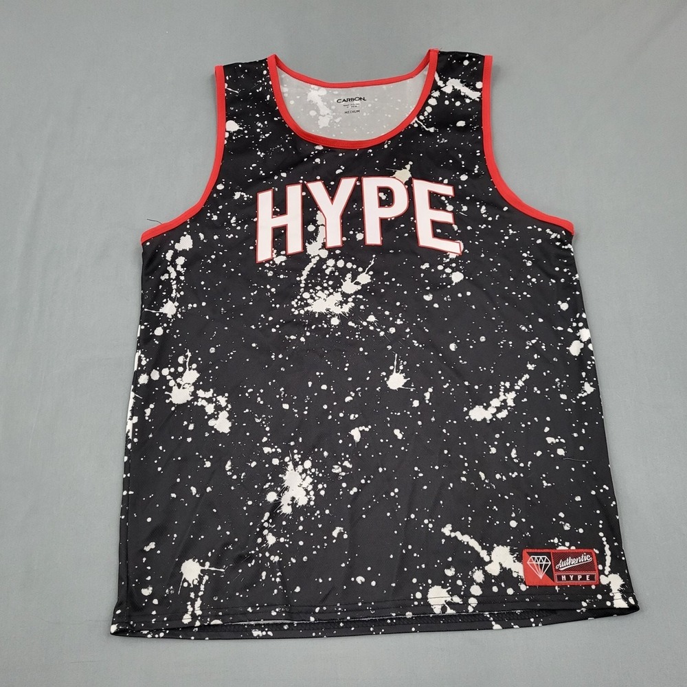 Carbon Shirt Mens Medium M Sleeveless Ringer Tank Hype Splatter Pullover Black